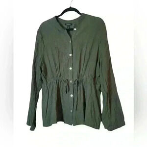 Torrid Olive Gauze Embroidered Jacket Size 1X Cotton Goblincore‎ Forest Grunge